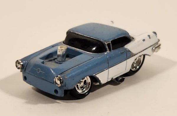2002 Funline Muscle Machines 1956 Old 88 Blue and White Die Cast Toy Car Vehicle Missing The Engine