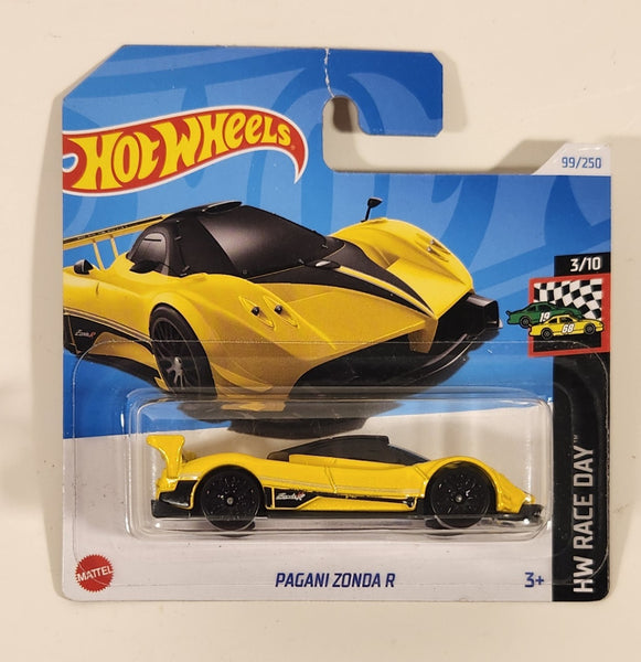 2024 Hot Wheels HW Race Day Pagani Zonda R Yellow Die Cast Toy Car Vehicle New in Package Short Card