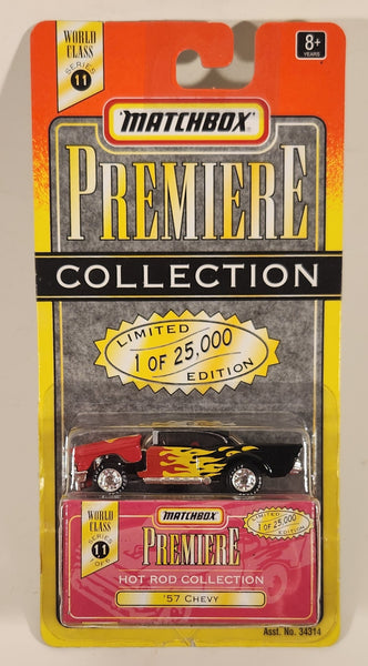 1998 Matchbox Premiere Collection: World Class - Series 11 '57 Chevy Red Yellow Black Die Cast Toy Car Vehicle and Box New in Package