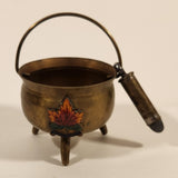 Rare Vintage Vancouver Canada Enamel Maple Leaf Brass Cauldron with Bullet Hanging From The Handle