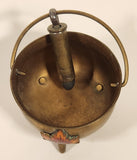Rare Vintage Vancouver Canada Enamel Maple Leaf Brass Cauldron with Bullet Hanging From The Handle