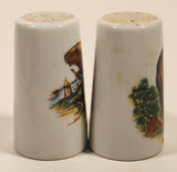 Vintage Black Bear and Beaver Gold Speckled White Porcelain Salt and Pepper Shaker Set Made in Japan