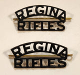 Vintage WWII Regina Rifles Shoulder Badge Title Set of 2