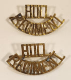 Vintage WWII Hull Regiment Gatineau Brass Shoulder Badge Title Set of 2