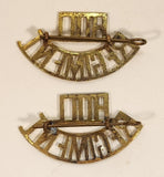 Vintage WWII Hull Regiment Gatineau Brass Shoulder Badge Title Set of 2