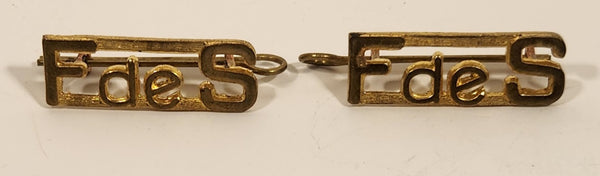 Vintage WWII F de S Les Fusiliers De Sherbrooke Brass Shoulder Badge Title Set of 2