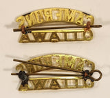 Vintage WWII Camerons Ottawa Highlanders Brass Shoulder Badge Title Set of 2