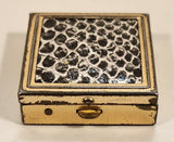 Vintage Snakeskin Gold Tone Compact Square Pill Box Trinket