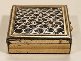 Vintage Snakeskin Gold Tone Compact Square Pill Box Trinket