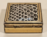 Vintage Snakeskin Gold Tone Compact Square Pill Box Trinket