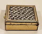 Vintage Snakeskin Gold Tone Compact Square Pill Box Trinket