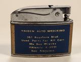 Vintage 1950s Balboa Wellington Haiden Auto Wrecking Since 1909 San Francisco Blue Enamel Lighter