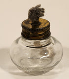 Antique Small Alcohol Lamp with Wick Glass with Metal Screw on Lid Base Marked 2436