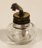 Antique Small Alcohol Lamp with Wick Glass with Metal Screw on Lid Base Marked 2436