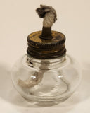 Antique Small Alcohol Lamp with Wick Glass with Metal Screw on Lid Base Marked 2436