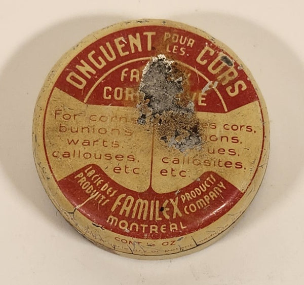Vintage Familex Montreal Onguent Pour Les Cors Ointment For Corns Tin Metal Container