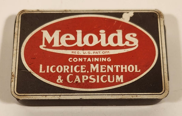 Vintage Boots Pure Drug Co Ltd. Meloids Containing Licorice, Menthol & Capsicum Mellow Voice Pastilles Hinged Tin Metal Container