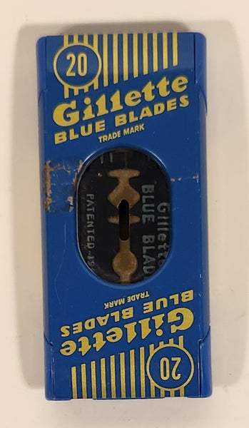 Vintage Gillette Razor Blue Blades 20 Pack Blue Plastic Dispenser Made in USA
