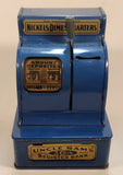 Vintage Durable Toy & Novelty Co Uncle Sam 3 Coin Register Bank Nickels Dimes Quarters Blue Metal Mechanical Coin Bank