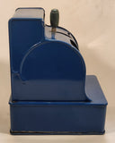 Vintage Durable Toy & Novelty Co Uncle Sam 3 Coin Register Bank Nickels Dimes Quarters Blue Metal Mechanical Coin Bank
