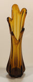 Vintage L.E. Smith Brown Amber Glass 10" Tall Swung Glass Vase