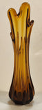 Vintage L.E. Smith Brown Amber Glass 10" Tall Swung Glass Vase
