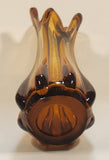 Vintage L.E. Smith Brown Amber Glass 10" Tall Swung Glass Vase