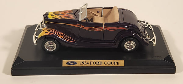 Redbox 1934 Ford Coupe Convertible Purple with Flames 1/24 Scale Die Cast Toy Car Vehicle with Opening Doors Hood Trunk