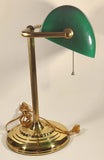 Vintage Curved Green Glass on Brass Bankers Desk Lamp 14" Tall