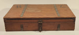 Antique Wood Storage Box with Brass Banding