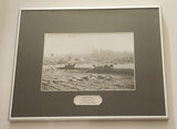 Antique 1905 Matsqui Prairie B.C. "Harvesting" Horse Pullen Baler MSA Museum Society 6 1/2" x 9 1/2" Black and White Photograph in 12 3/4" x 15 3/4" Metal Frame