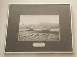 Antique 1905 Matsqui Prairie B.C. "Harvesting" Horse Pullen Baler MSA Museum Society 6 1/2" x 9 1/2" Black and White Photograph in 12 3/4" x 15 3/4" Metal Frame