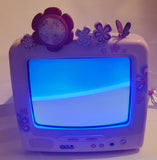 2007 Mattel Barbie Pink 13" CRT TV with Flowers and Butterflies Model BAR322