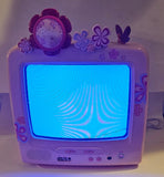 2007 Mattel Barbie Pink 13" CRT TV with Flowers and Butterflies Model BAR322