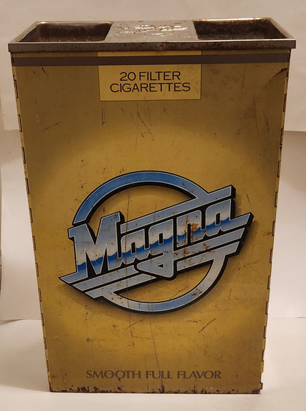 Vintage 1980s R.J. Reynolds Tobacco Co Winston-Salem NC Magna 20 Class A Filter Cigarettes Yellow 24" Tall Metal Advertising Cigarette Ashtray Stand