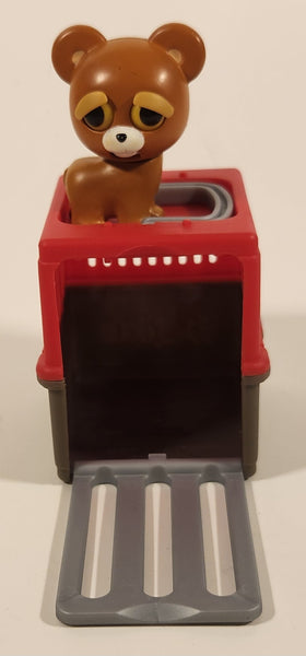 2018 Jazwares Feisty Pets Mini Misfits Sir Growls-A-Lot Brown Bear 1 7/8" Toy Figure with Moving Mouth and Eyes Including Red Carrier Crate