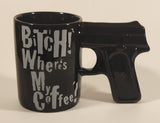 Just Funky Bitch! Where's My Coffee? Black Ceramic Coffee Mug Cup with Gun Handle