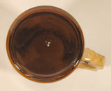 Vintage Here's To Your Health Around The World Brown Amber Glass Beer Mug with Wood Handle