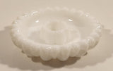 Vintage Hazel Atlas Flower Pattern White Milk Glass Candle Stick Holder