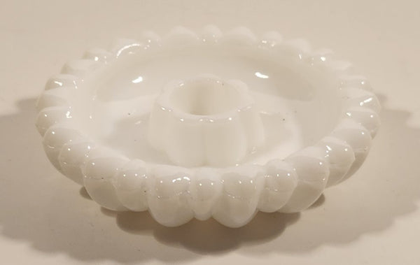 Vintage Hazel Atlas Flower Pattern White Milk Glass Candle Stick Holder