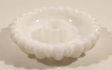 Vintage Hazel Atlas Flower Pattern White Milk Glass Candle Stick Holder