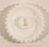 Vintage Hazel Atlas Flower Pattern White Milk Glass Candle Stick Holder