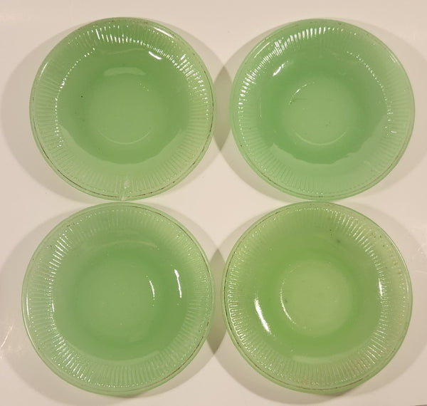 Vintage Anchor Hocking Fire King Jadeite Ribbed Pattern 6" Saucer Plates Set of 4