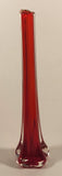 Vintage Murano Clear and Blood Red Art Glass 10" Bud Vase