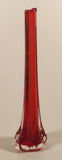 Vintage Murano Clear and Blood Red Art Glass 10" Bud Vase