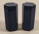 AG Dark Blue Hexagon Shaped Pottery Salt and Pepper Shaker Set with Cork Plugs