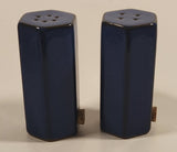 AG Dark Blue Hexagon Shaped Pottery Salt and Pepper Shaker Set with Cork Plugs