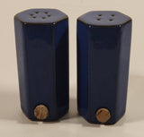 AG Dark Blue Hexagon Shaped Pottery Salt and Pepper Shaker Set with Cork Plugs