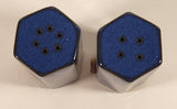 AG Dark Blue Hexagon Shaped Pottery Salt and Pepper Shaker Set with Cork Plugs