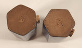 AG Dark Blue Hexagon Shaped Pottery Salt and Pepper Shaker Set with Cork Plugs
